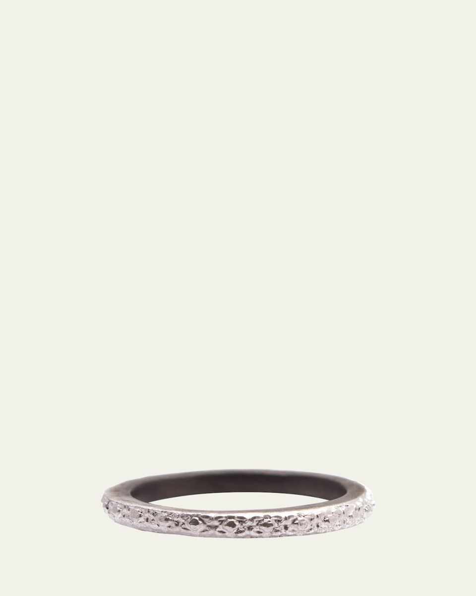 New World Carved Silver Stackable Ring